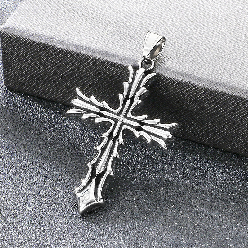 Breath Whistle Can Blow Decompression Pendant, Smear Ghost Head Cross Stainless Steel Necklace
