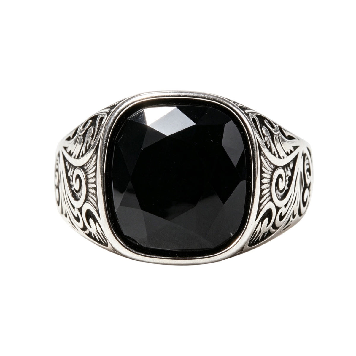 Floral Gemstone Titanium Steel Ring