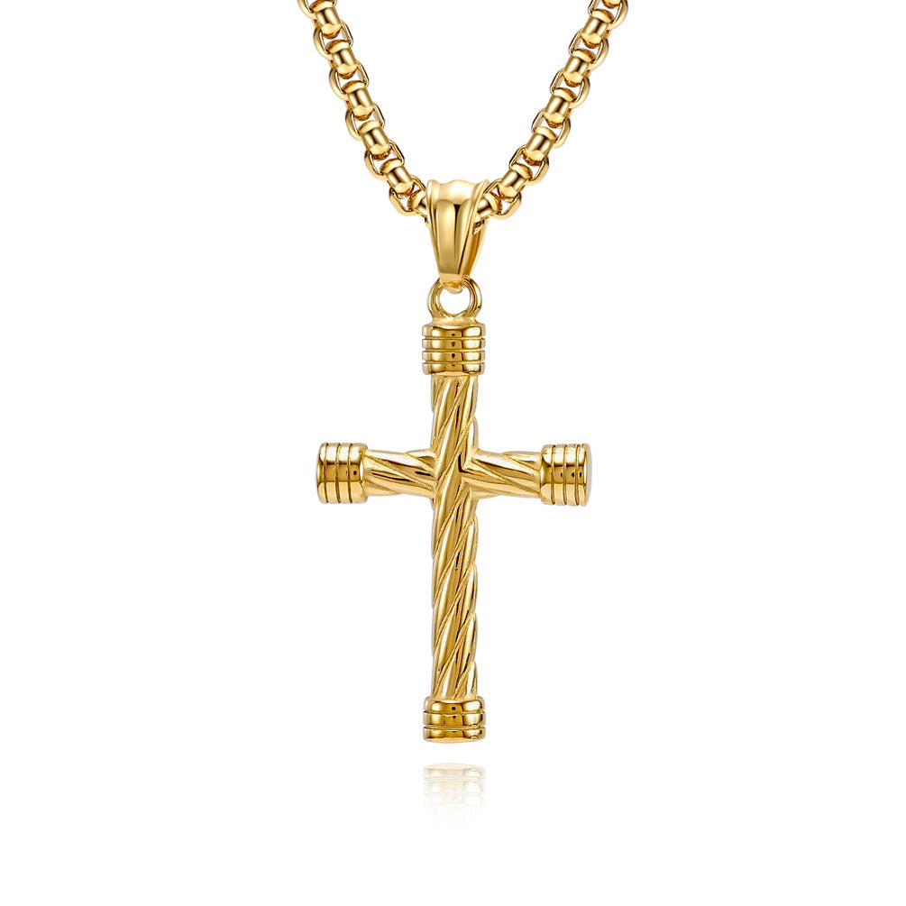 Planderful Men Stainless Steel Cross Necklace Retro Streetwear Pendant For Hipster Fans