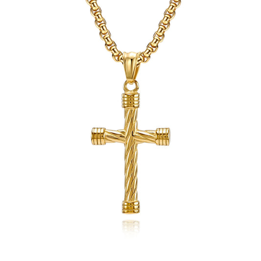 Planderful Men Stainless Steel Cross Necklace Retro Streetwear Pendant For Hipster Fans