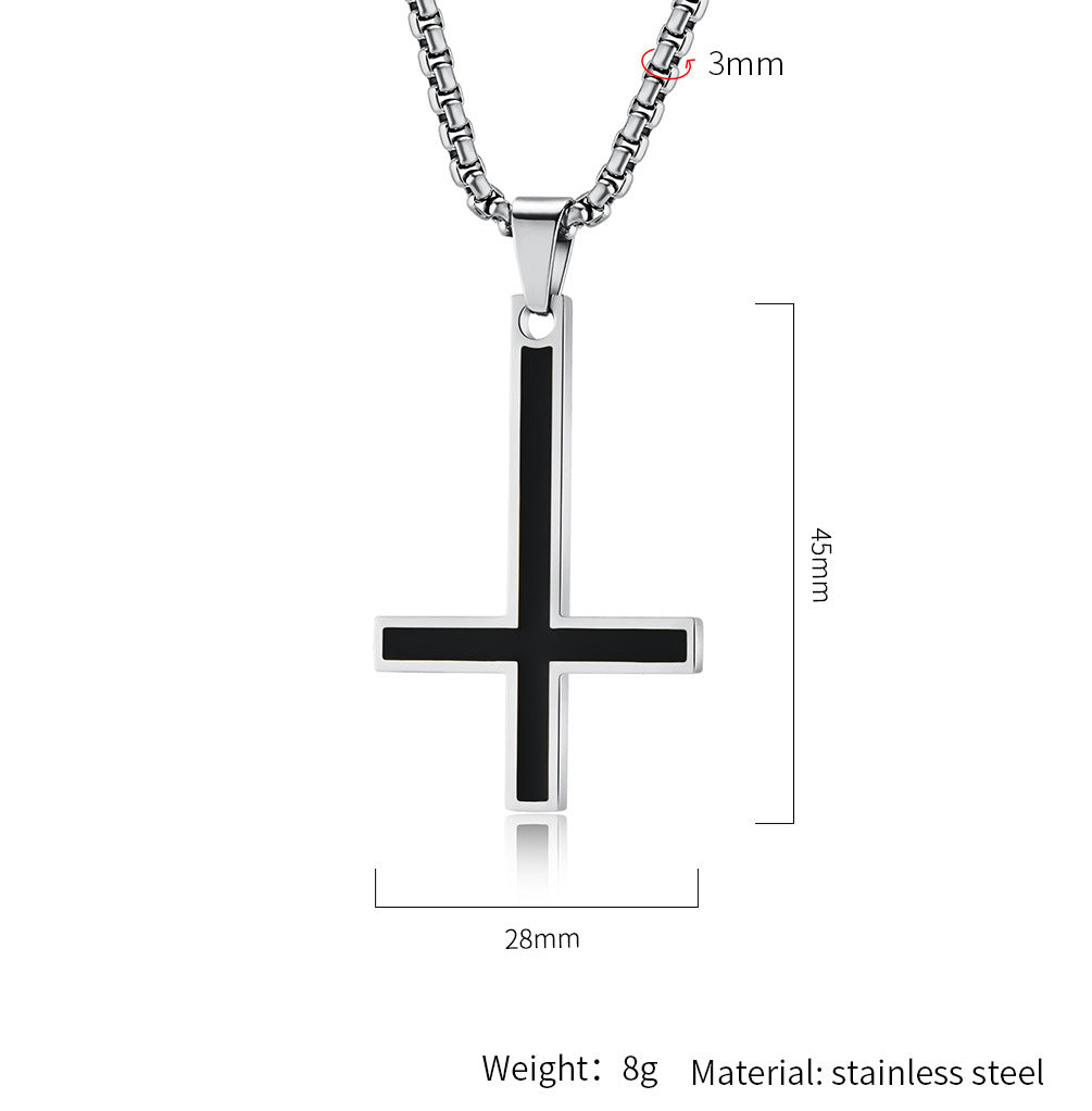 Steel Necklace – Vintage Inverted Cross Pendant