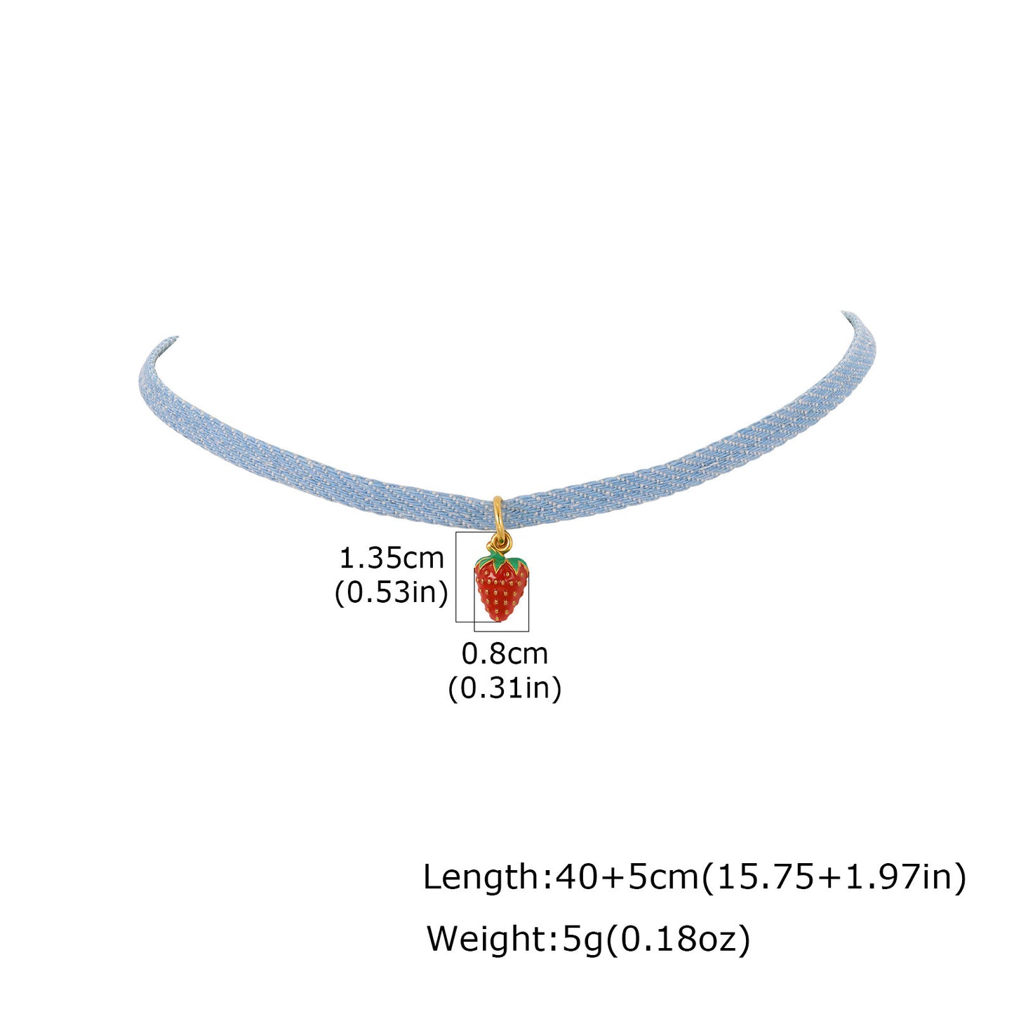 Stainless Steel Denim Rope Strawberry Pendant Sweet Fruit Wind Daily Collar Clavicle Chain Necklace