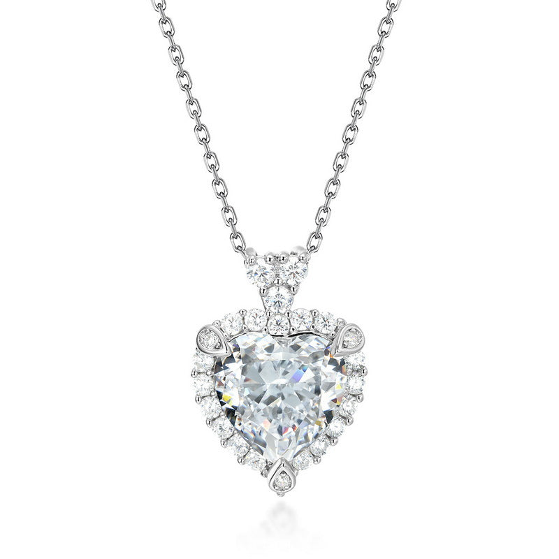 S925 Sterling Silver High-Carbon Stone Heart Pendant Necklace