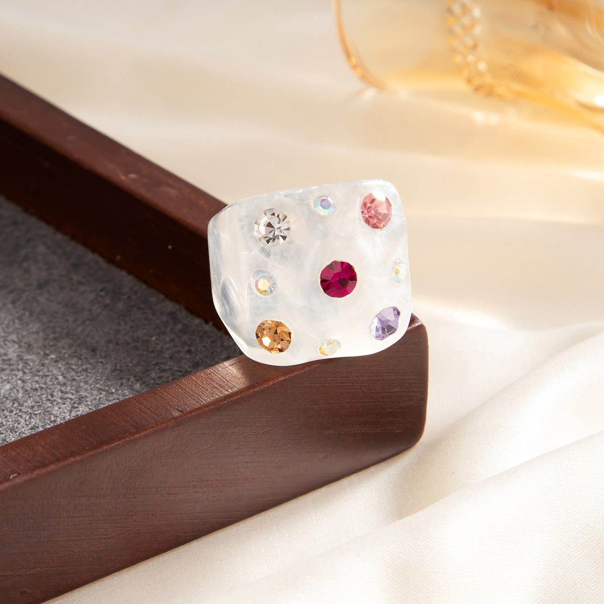 Planderful Zircon Square Ring For Women Smudged Micro Inlaid Sparkling Statement Jewelry Vienna Verve