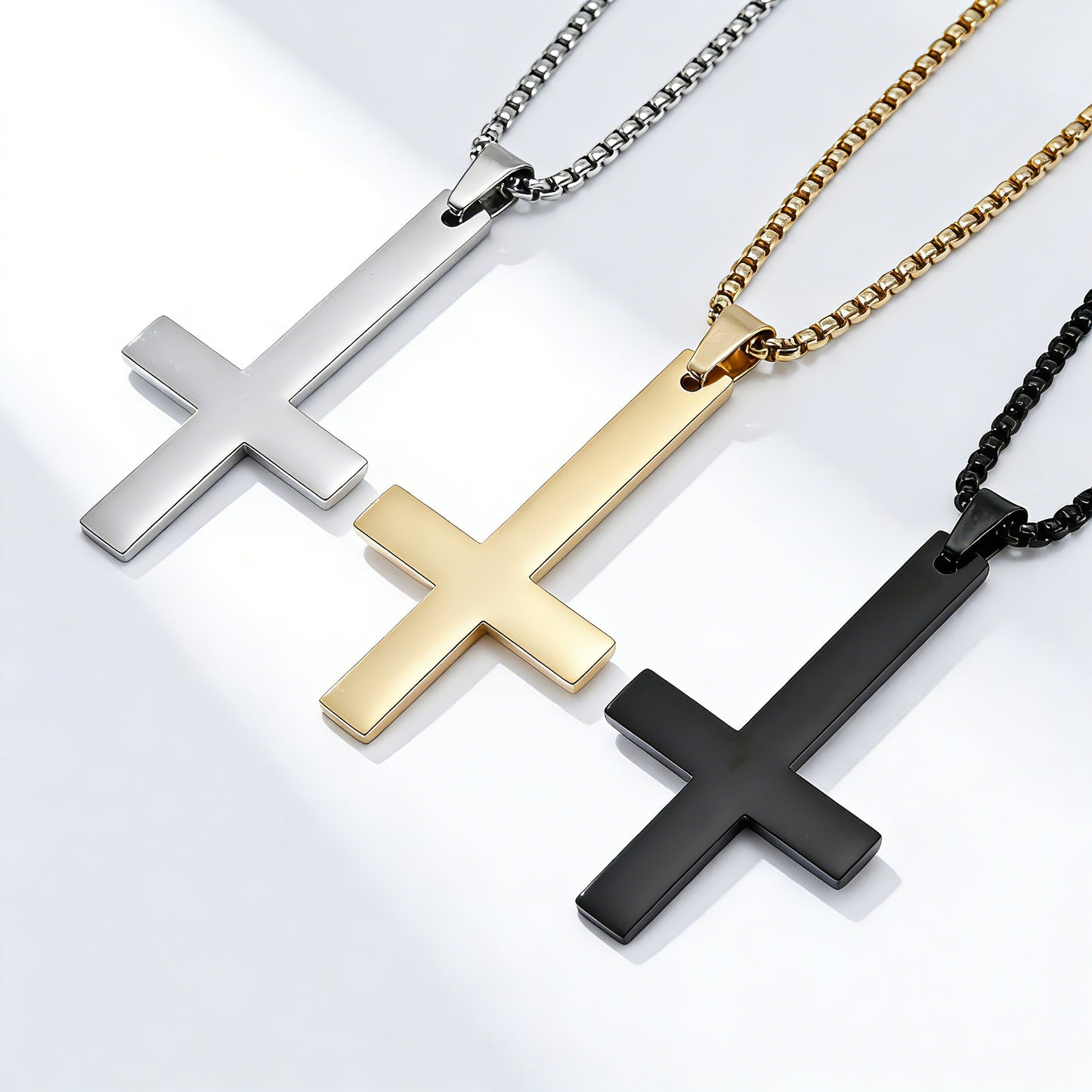 Planderful Reverse Cross Necklace Saint Peter Pope Pendant Titanium Steel Jewelry For Men And Women