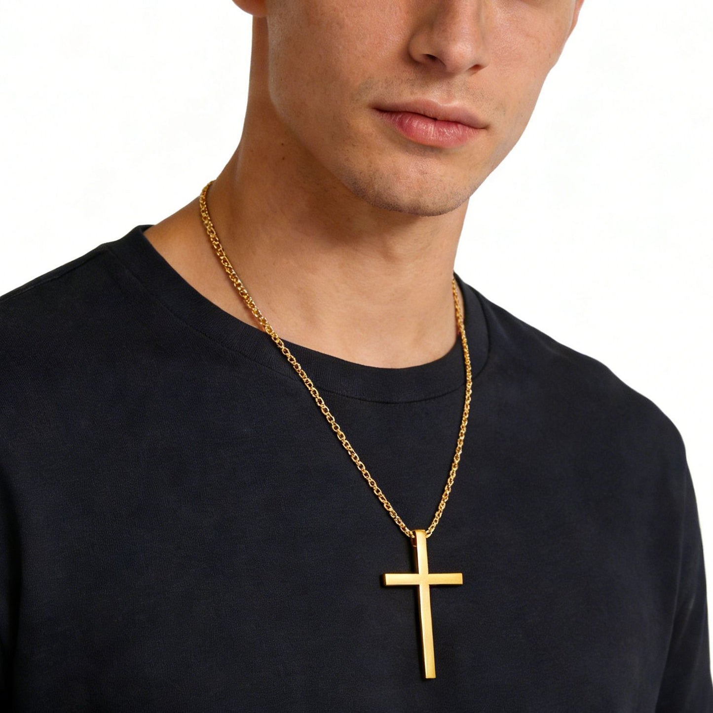 Planderful Titanium Steel Cross Necklace Unisex Geometric Pendant Does Not Fade Durable
