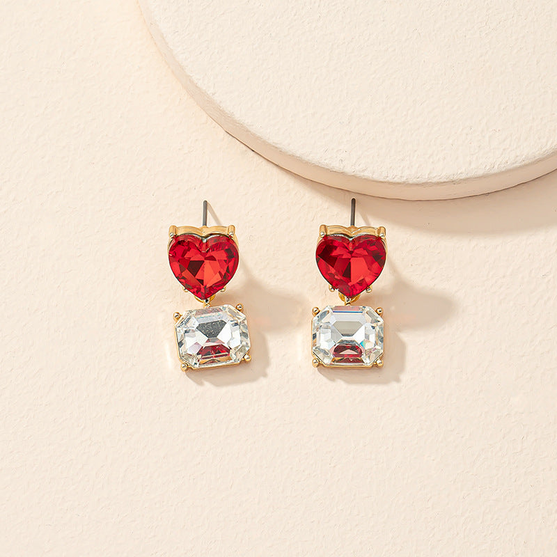 Romantic Heart-Shaped Earrings from South Korea with Delicate Floral Studs