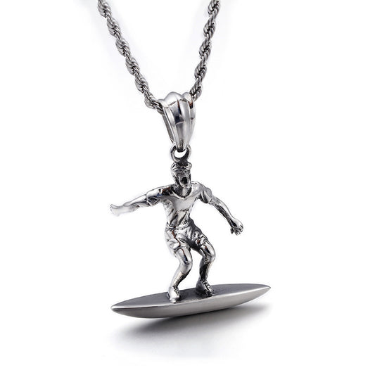 Personalized Punk Style Titanium Steel Men's Pendant for Skateboarding and Surfing Enthusiasts