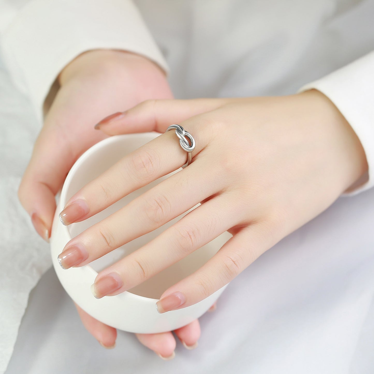 Titanium Steel Ring Stainless Steel Knotted Ring for Women