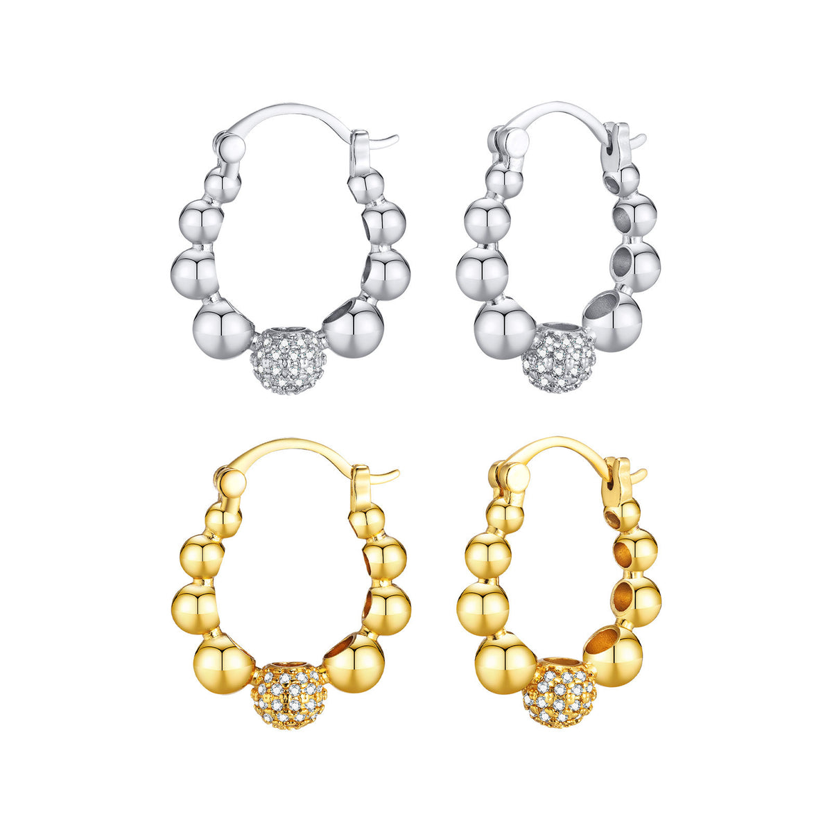 Copper Inlaid Zircon C Earrings Gold Ladies,