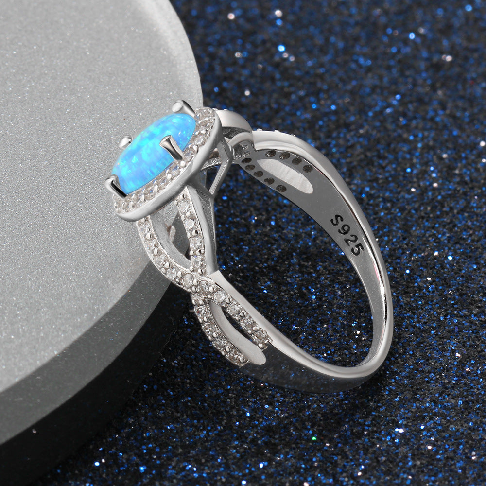 Planderful Jewelry Opal Ring With Zircon Halo In Sterling Silver For Everyday Luxury