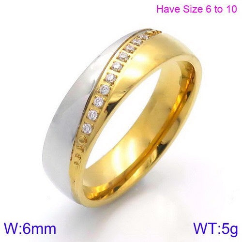 Japan And South Korea Men's And Women's Titanium Steel Rings, Zircon-Inlaid