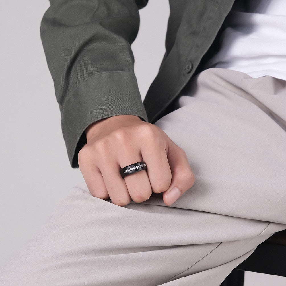 Stainless Steel Plated 18k Gold Ring – Zircon- For Unisex For Marriage