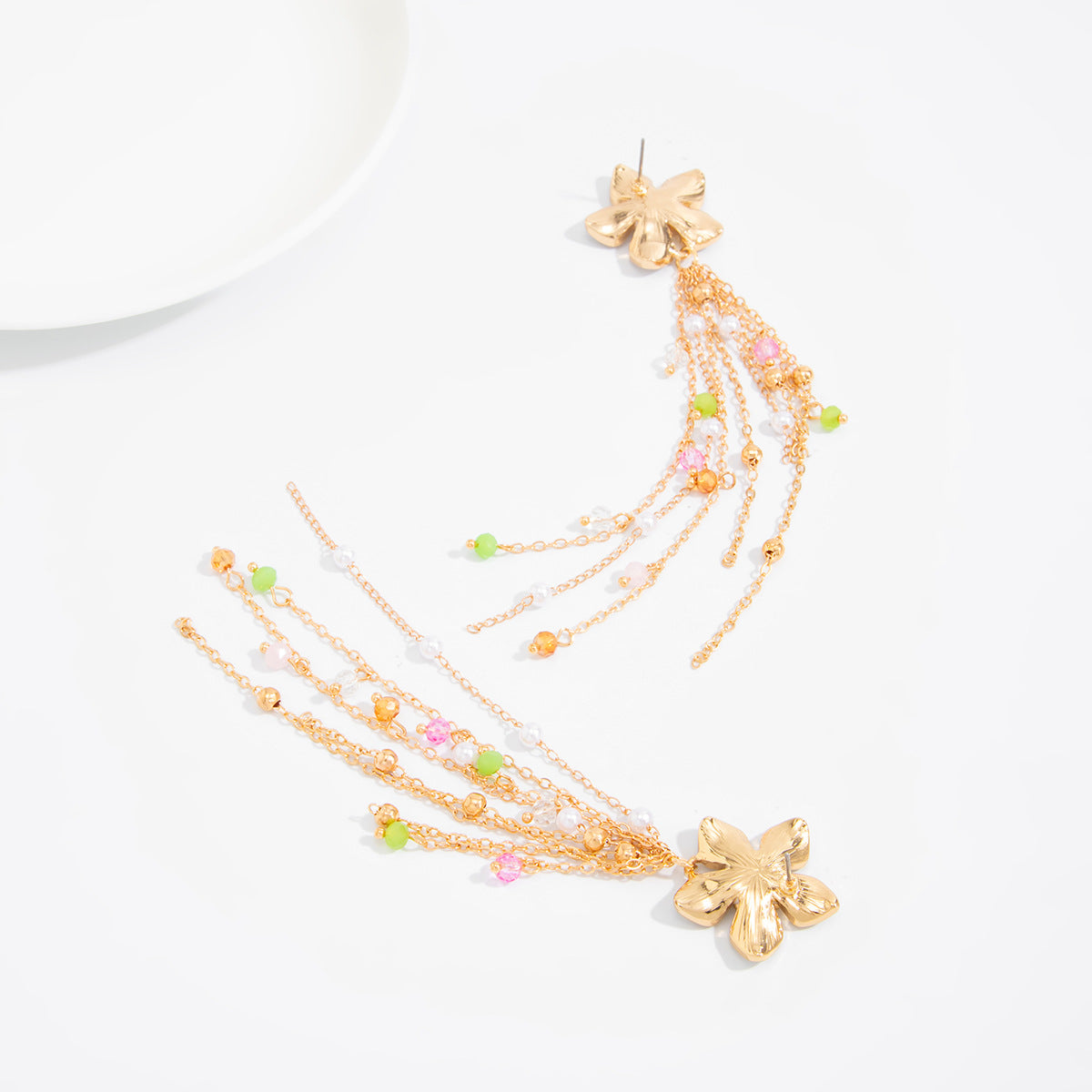 Crystal Fringe Earrings For Women By Planderful Vienna Verve Colorful Floral Pearl Drop Statement Jewelry