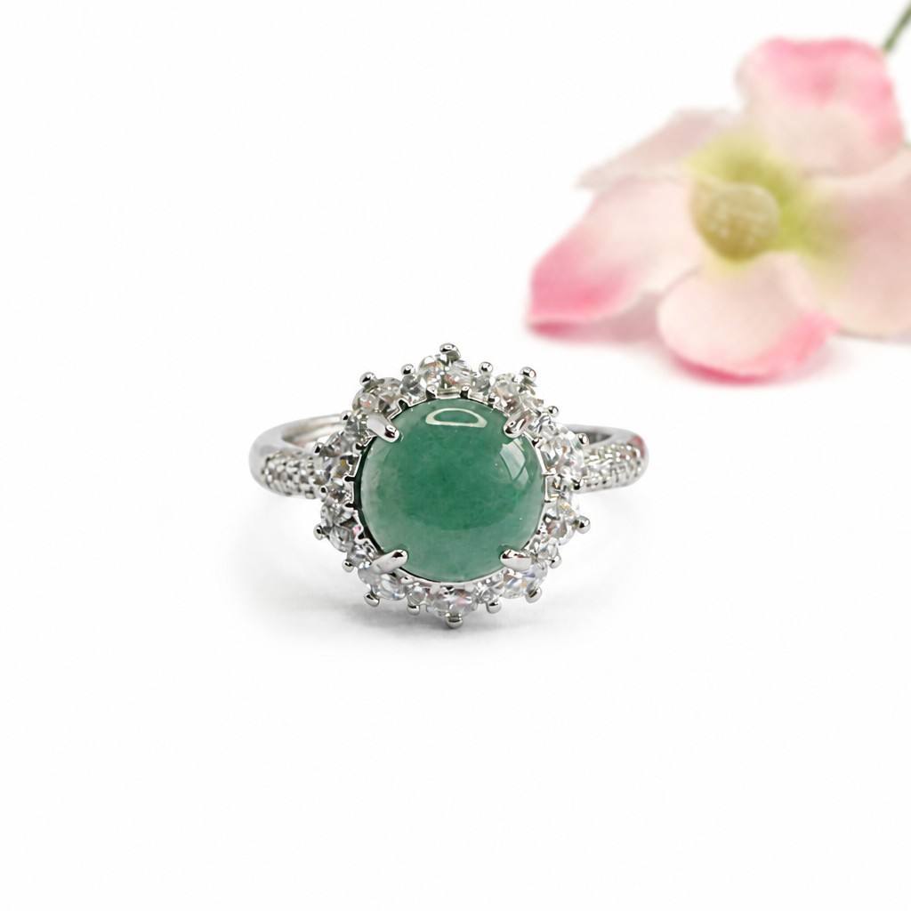 Blue Water Jadeite Statement Ring