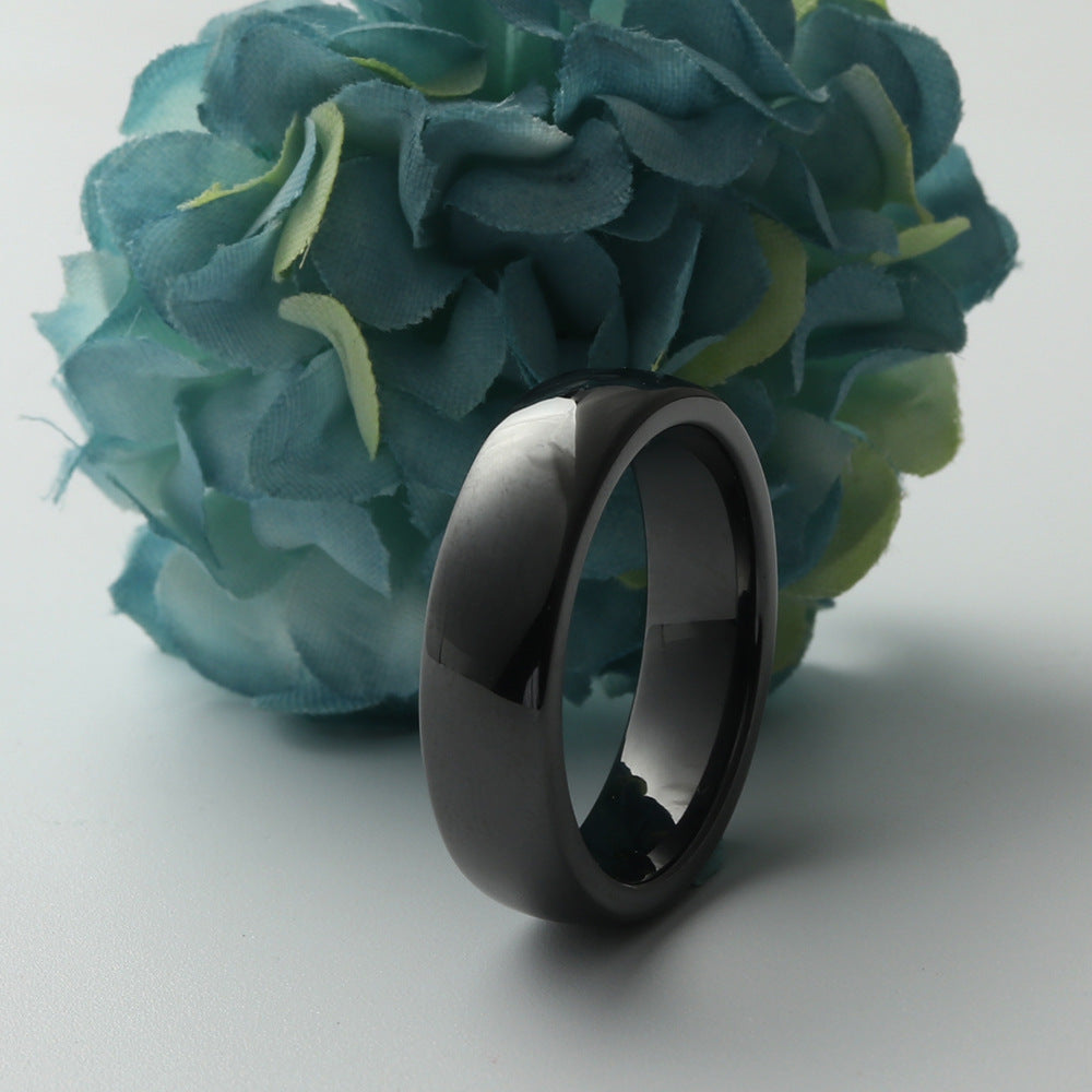 Minimalist Black and White Ceramic Couple Ring - Unisex Titanium Steel Jewelry for Everyday Wear
