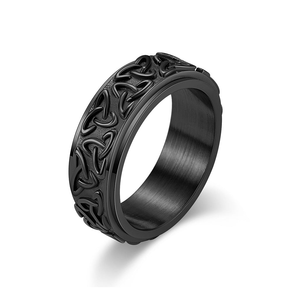 Planderful Rotating Titanium Steel Triangle Knot Ring For Anxiety Relief Unisex Jewelry