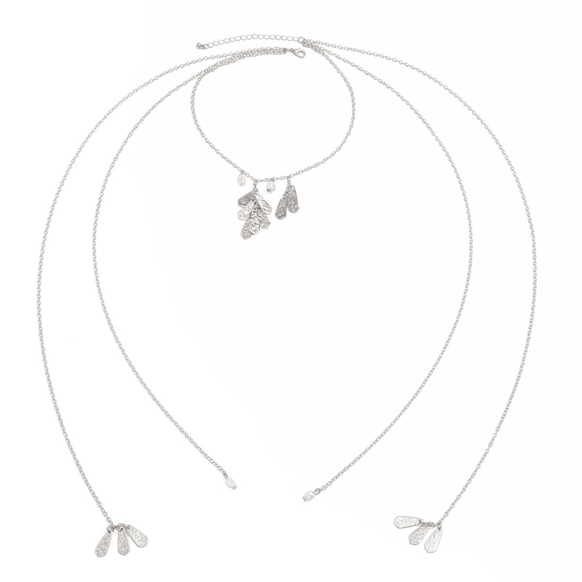 Hammered Pendant & Pearl-Style Tassel Necklace