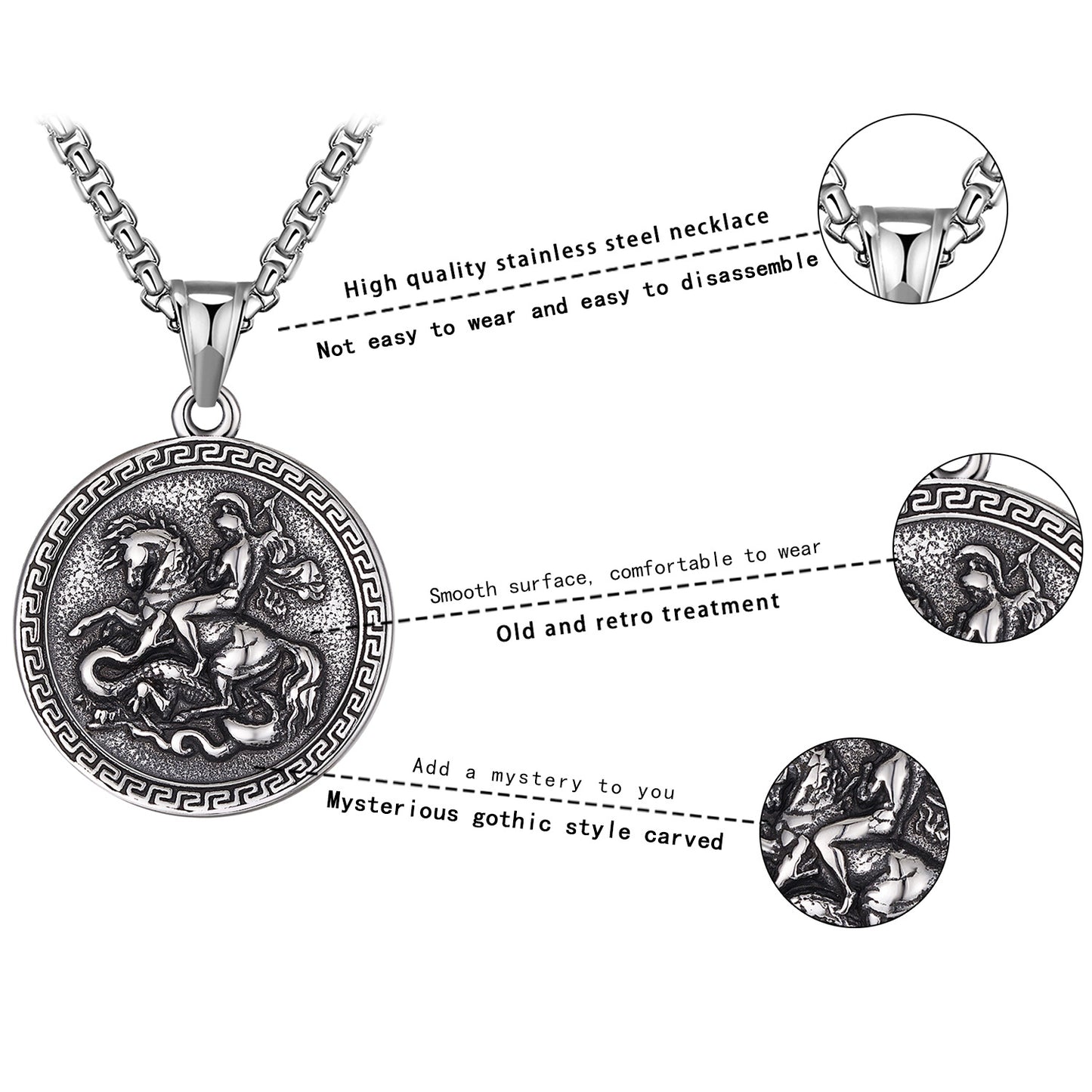 Steel Necklace - Statement Dragon Slayer Hip Hop Pendant for Men Punk INS Jewelry