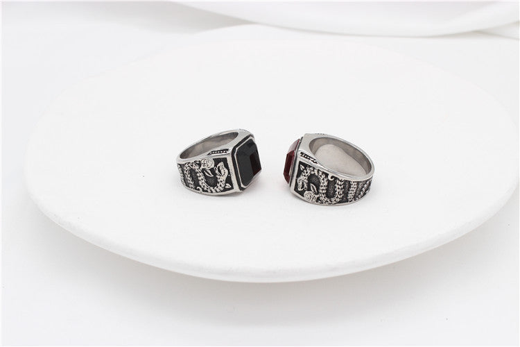 Planderful Dragon Zircon Titanium Steel Ring For Unisex Personalization Bold Retro Punk Style Protection
