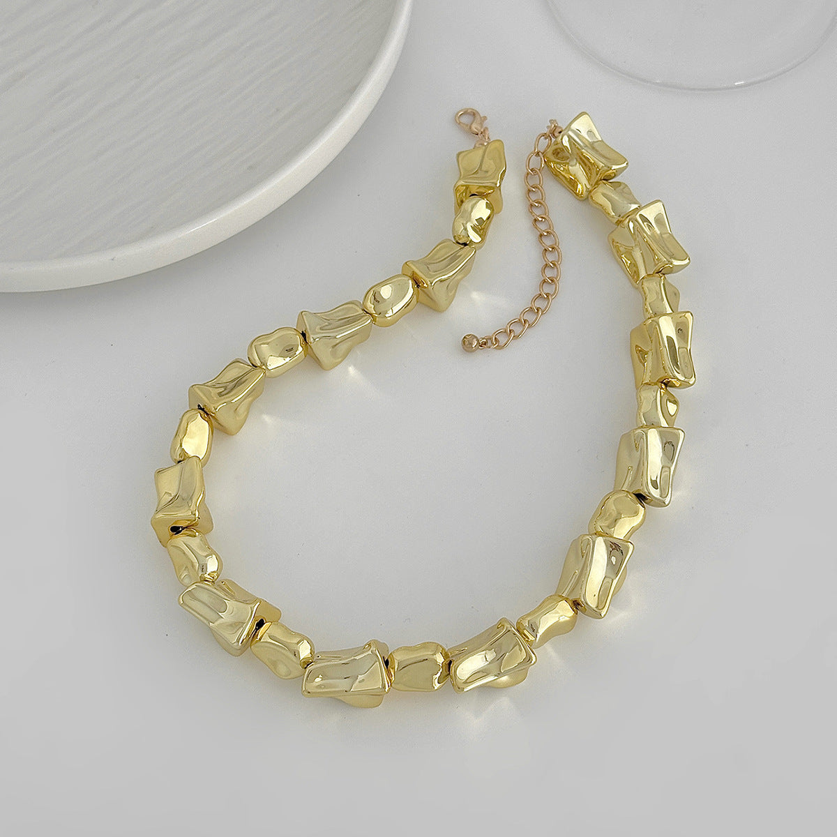 French Pleated Pearl-Style Necklace