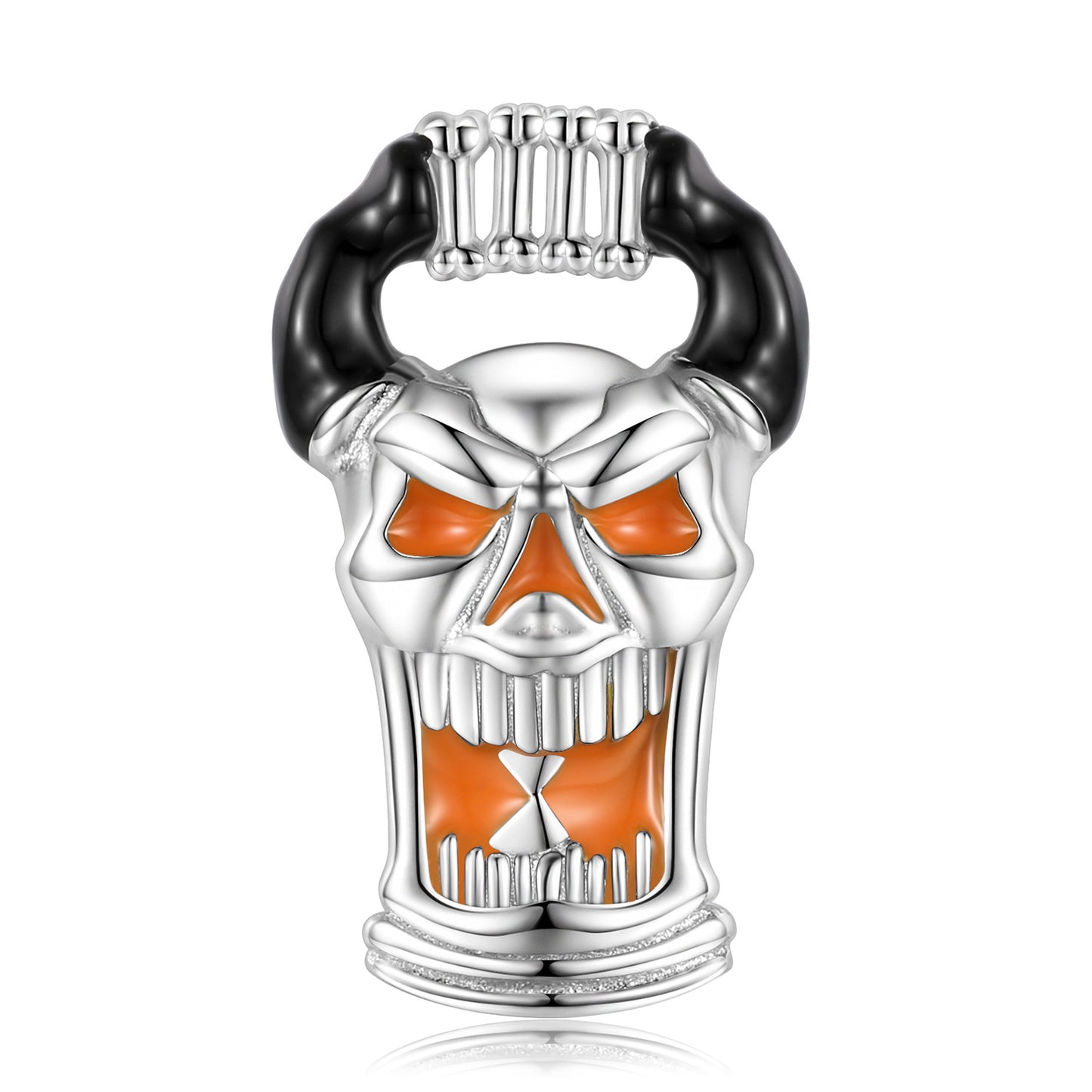 Halloween Skull Bull Horn Pendant Silver Necklace