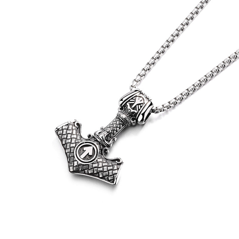 Titanium Steel Necklace - Vintage Nordic Thor's Hammer Pendant For Men Everyday Wear
