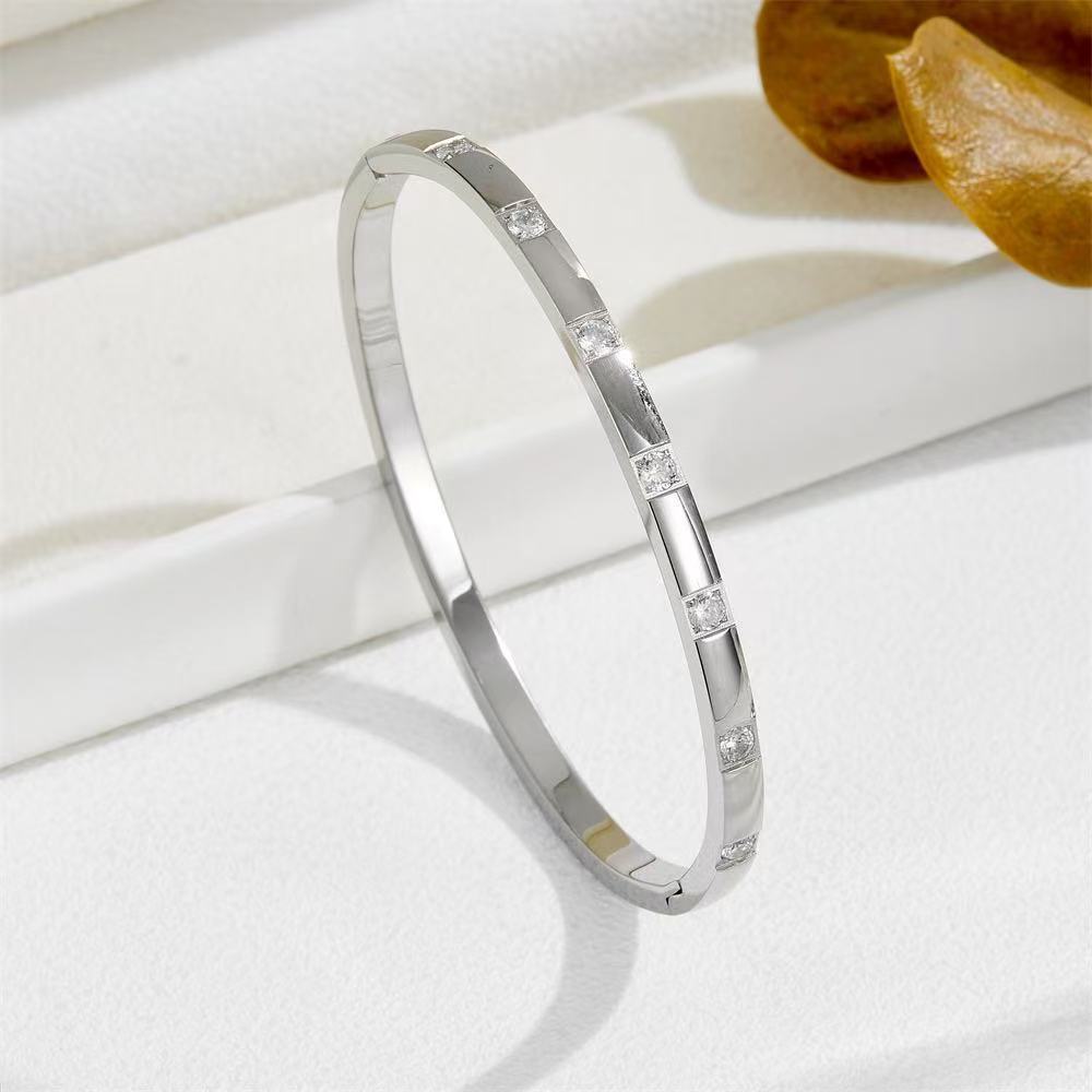 Planderful Jewelry Stainless Steel Zircon Six-Pointed Star Buckle Bracelet For Women