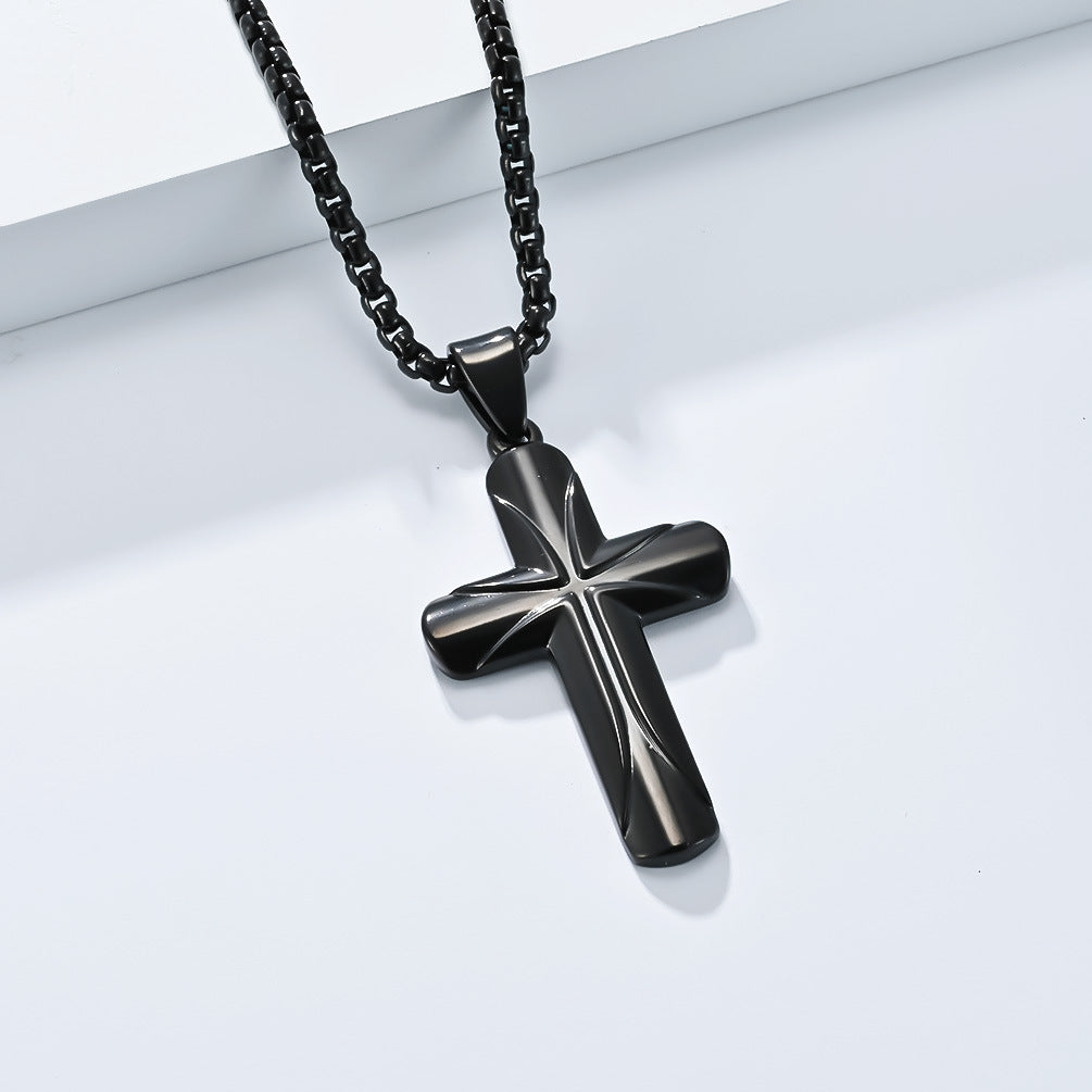 Planderful Shop Titanium Steel Cross Necklace Unisex Durable Pendant With Niche High End Design