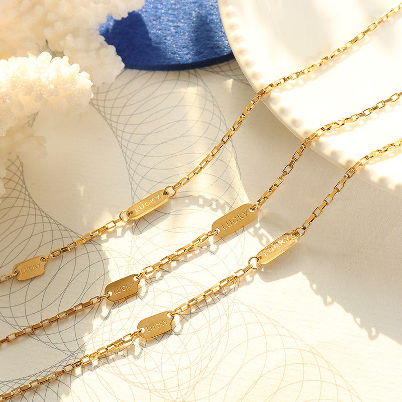 Gold Plated Korean Double Clavicle Chain Necklace with Titanium Finish