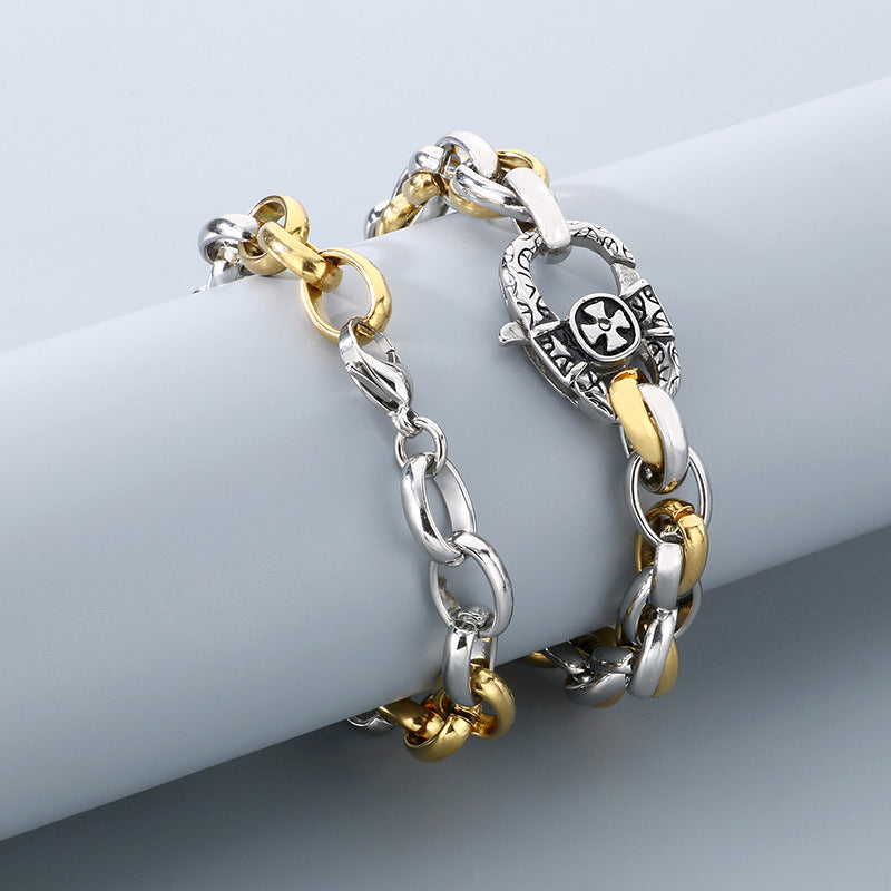 Planderful Titanium Steel Bracelet Gold Silver For Men