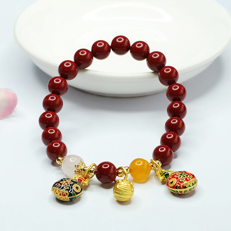 Majestic Palace Style Cinnabar Stone Swallow Bracelet