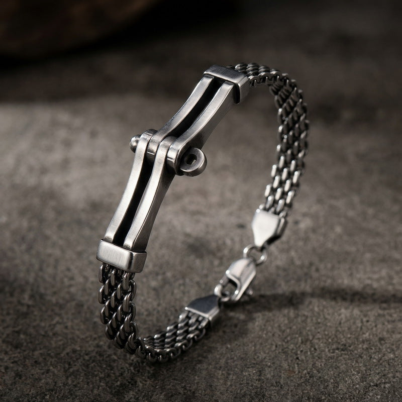 Hip-Hop Cool Locomotive Bracelet – Punk Bike Chain – Curved Mesh Chain Belt Extension