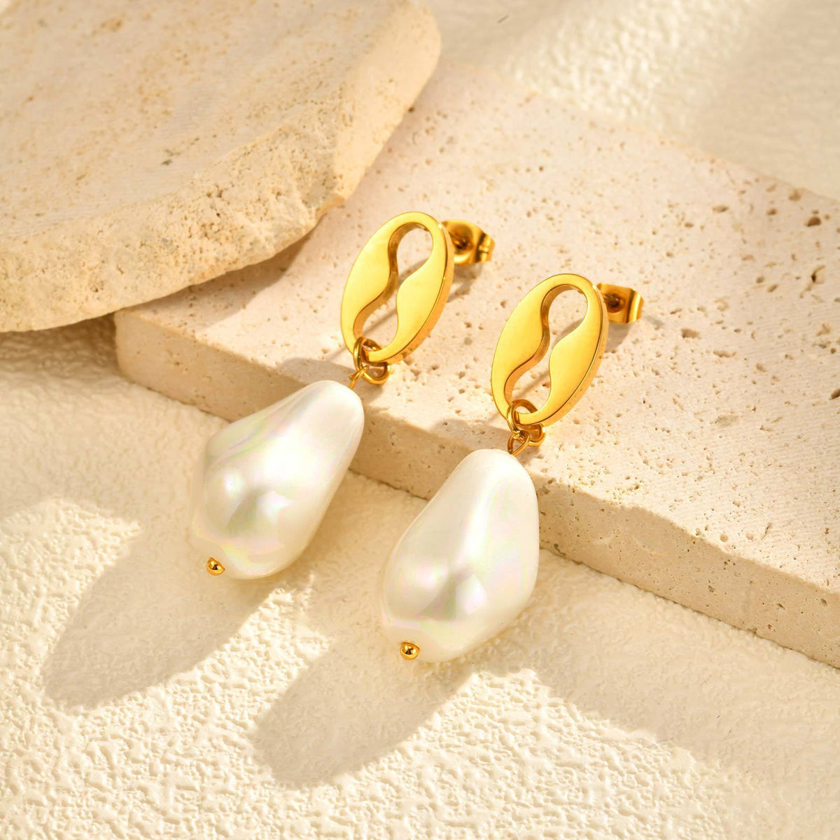 Gold-Tone Infinity Baroque Pearl Drop Earrings