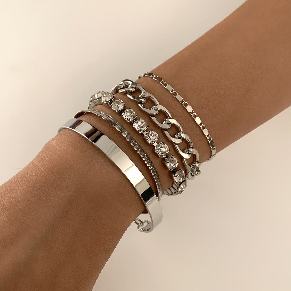 Planderful Vienna Verve Zircon Snake Chain Bracelet For Women Stackable Thick Statement Jewelry
