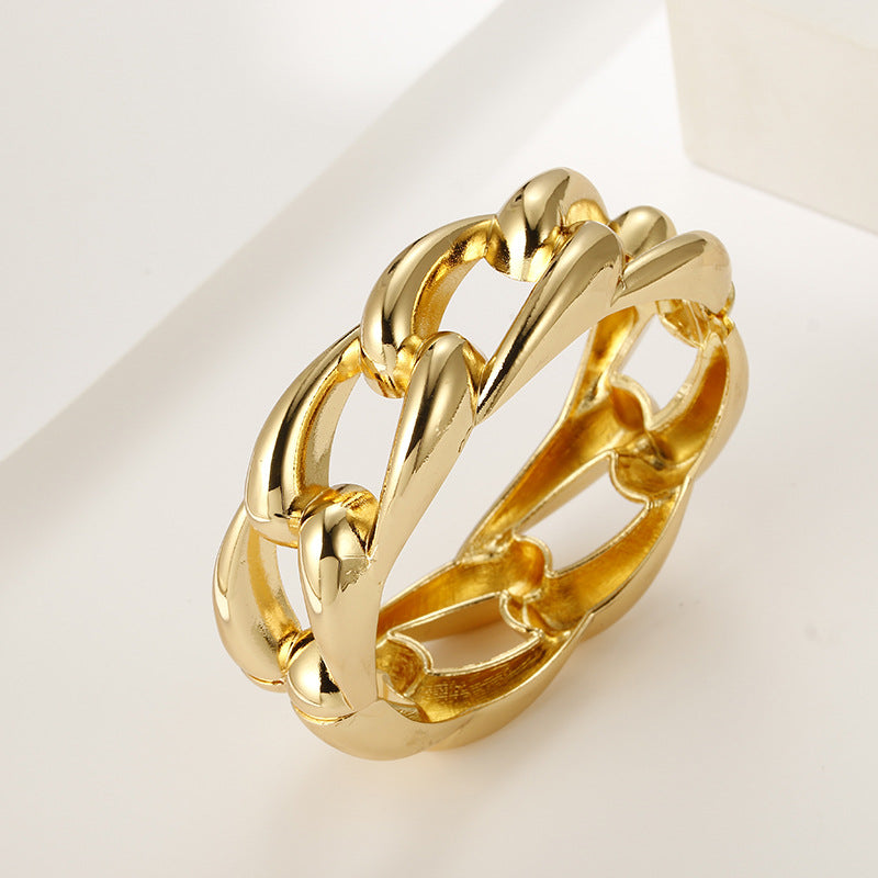 Golden Charm Bracelet with Unique Chain Design