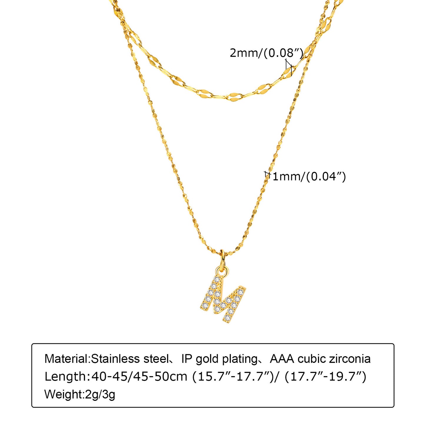 Stainless Steel 26-Letter Zircon Necklace Set for Summer Fashion