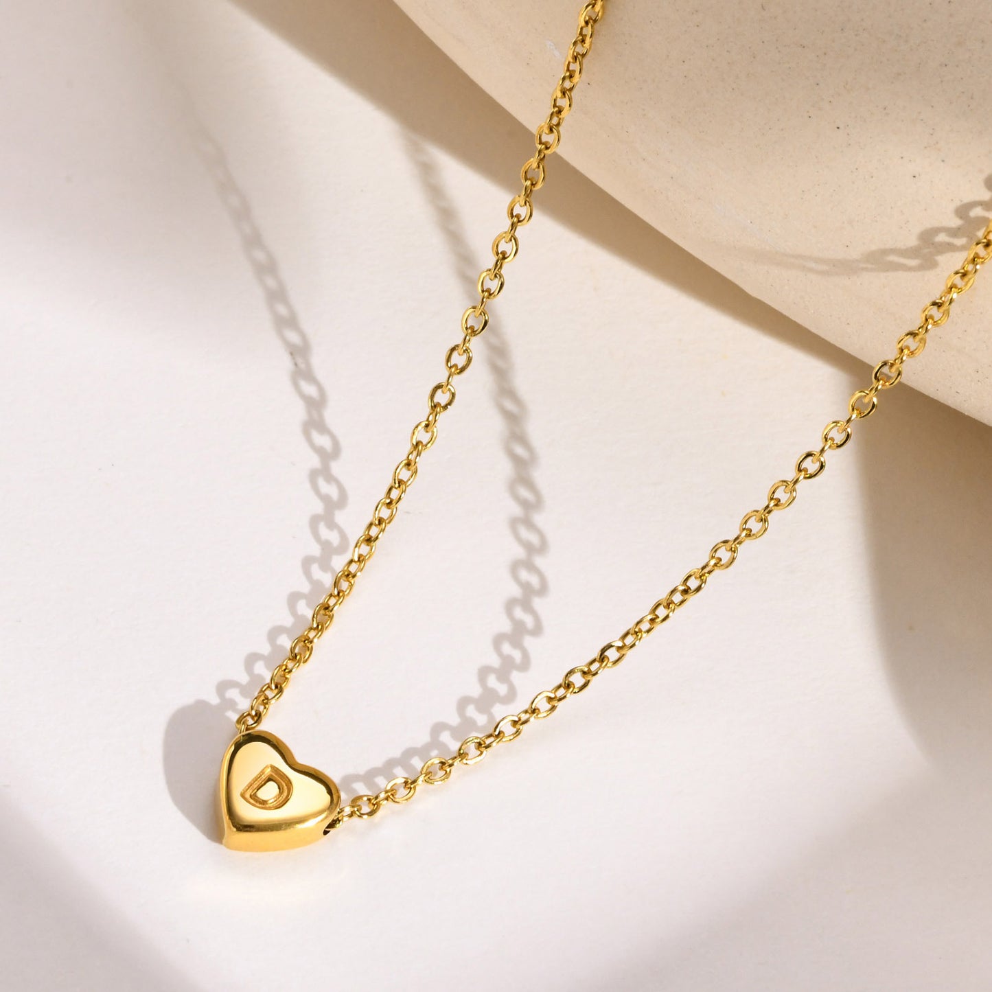 Stainless Steel Heart-Shaped Letter Necklace Love Charm 26 Letters