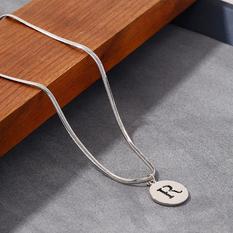 Chic Metal Chain Necklace with Hollow Letter Pendant