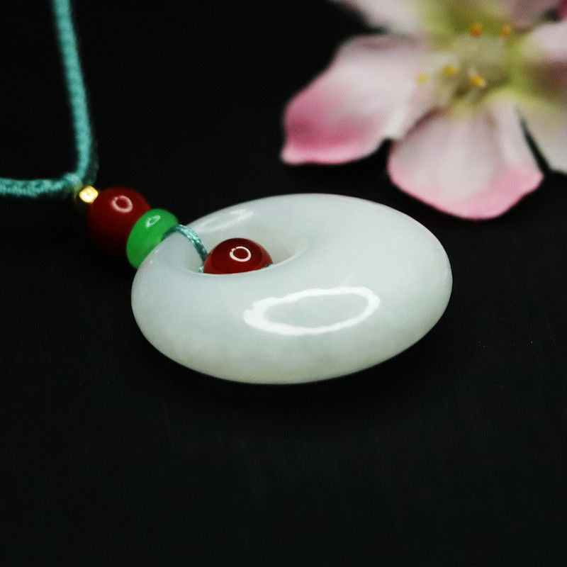Peaceful Fortune Hetian Jade and Red Agate Princess Clasp Necklace