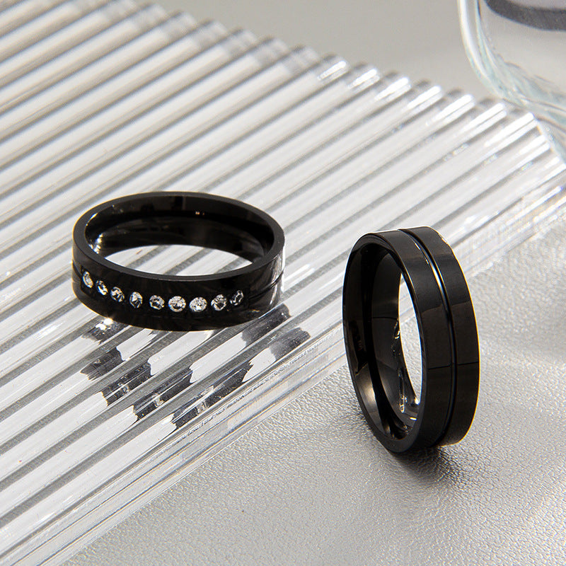 Planderful Everyday Genie Zircon Ring for Couples Unisex Durable Stainless Steel Jewelry with Inlaid Zircon