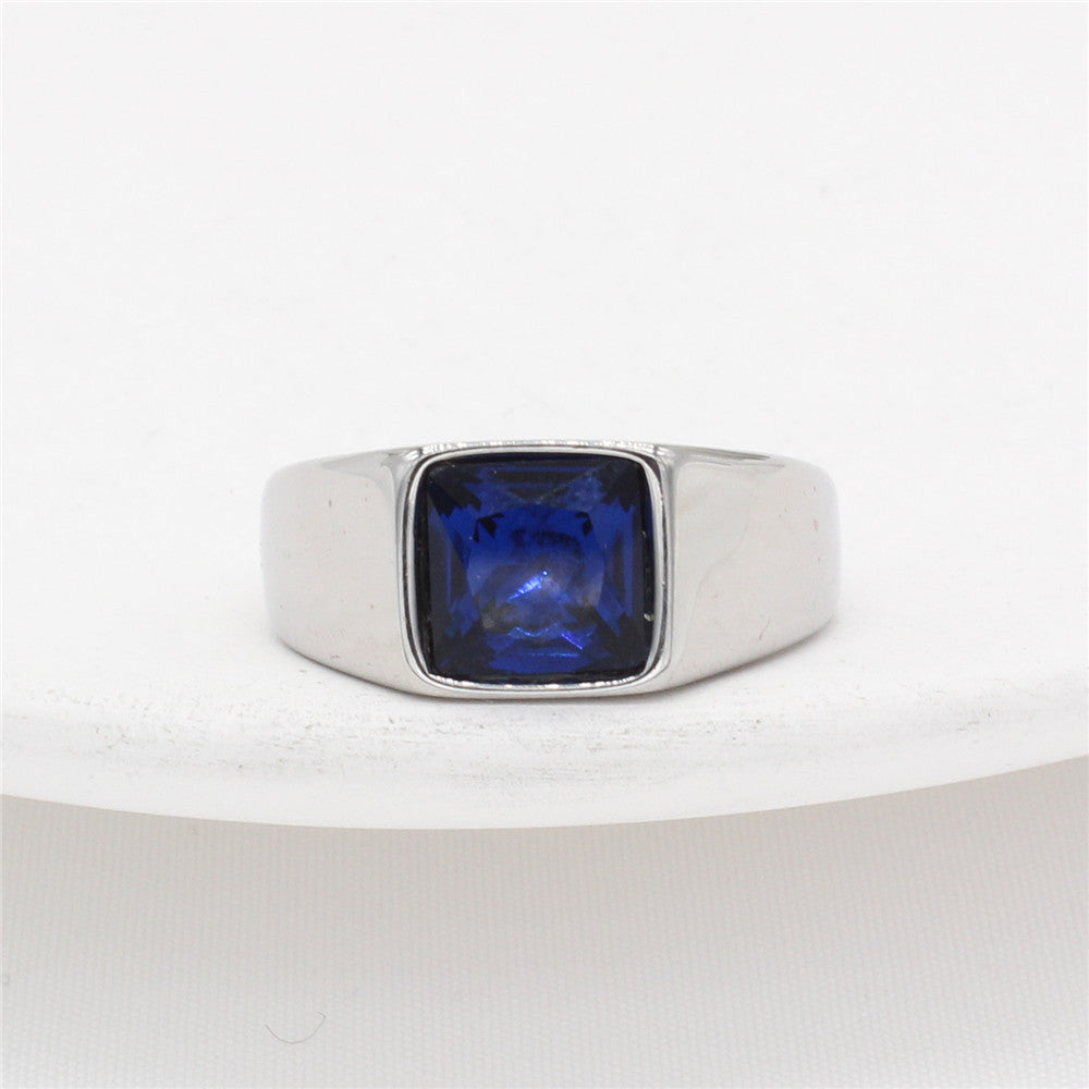 Planderful Square Zircon Titanium Ring Unisex For Men And Women Minimalist Everyday Gear