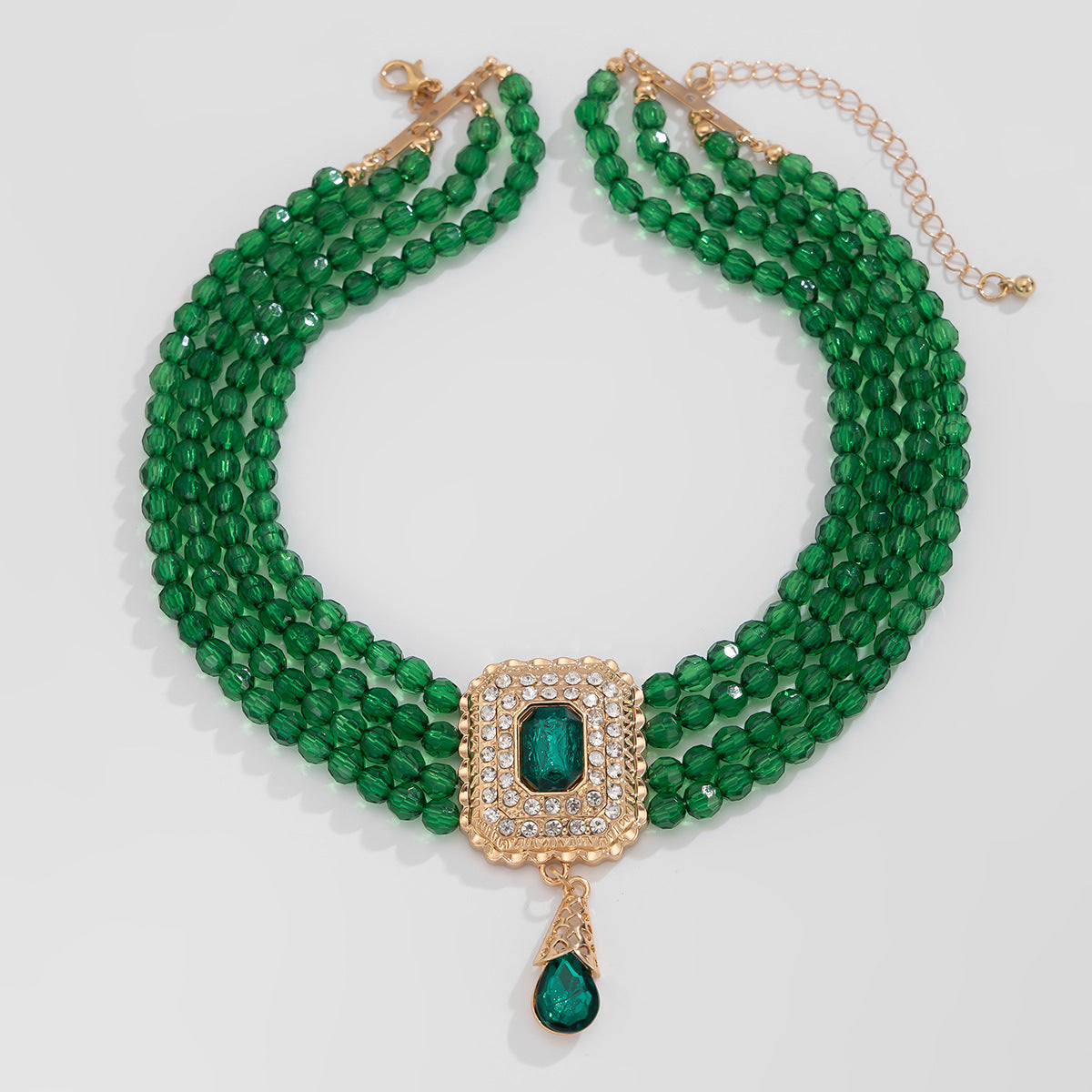French Crystal Square Layered Choker