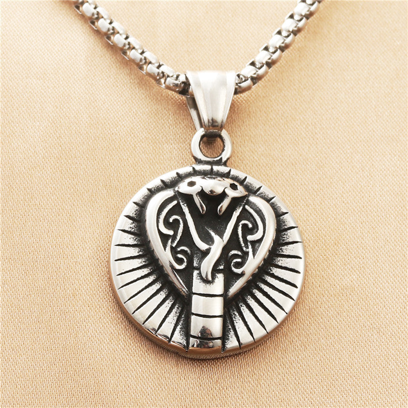 Personalized Retro Titanium Steel Cobra Pendant Necklace for Trendy Men