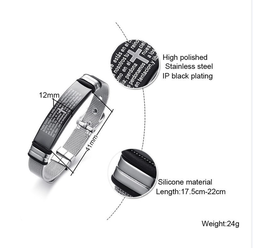 Stainless Steel Mesh Curved Brand Bracelet for Men