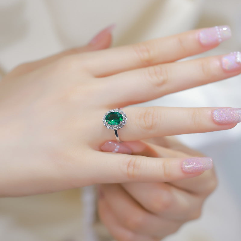 Planderful Classic Lab-Grown Emerald Sterling Silver Ring – Style 4