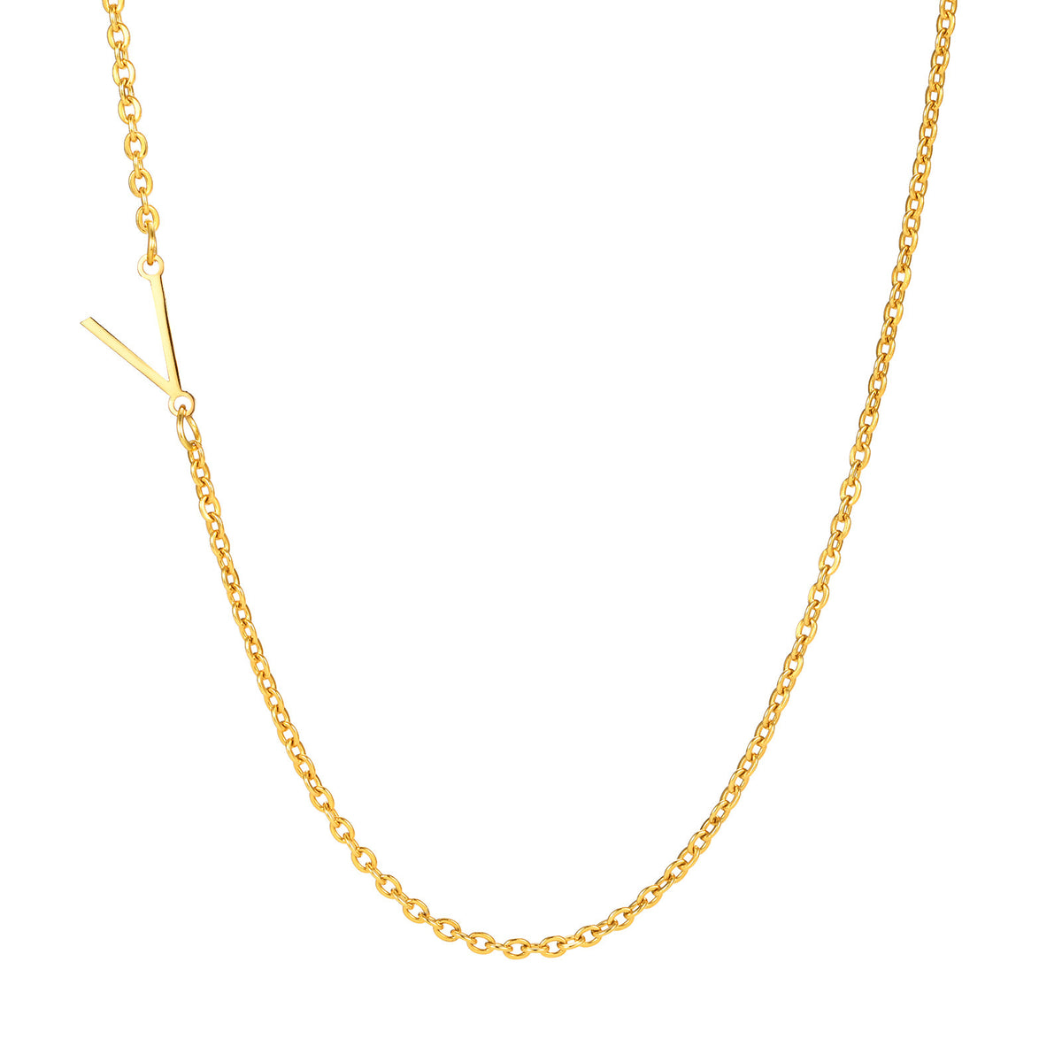 Stainless Steel Flat Cross Chain Letter Necklace Gold Collarbone Chain Letter