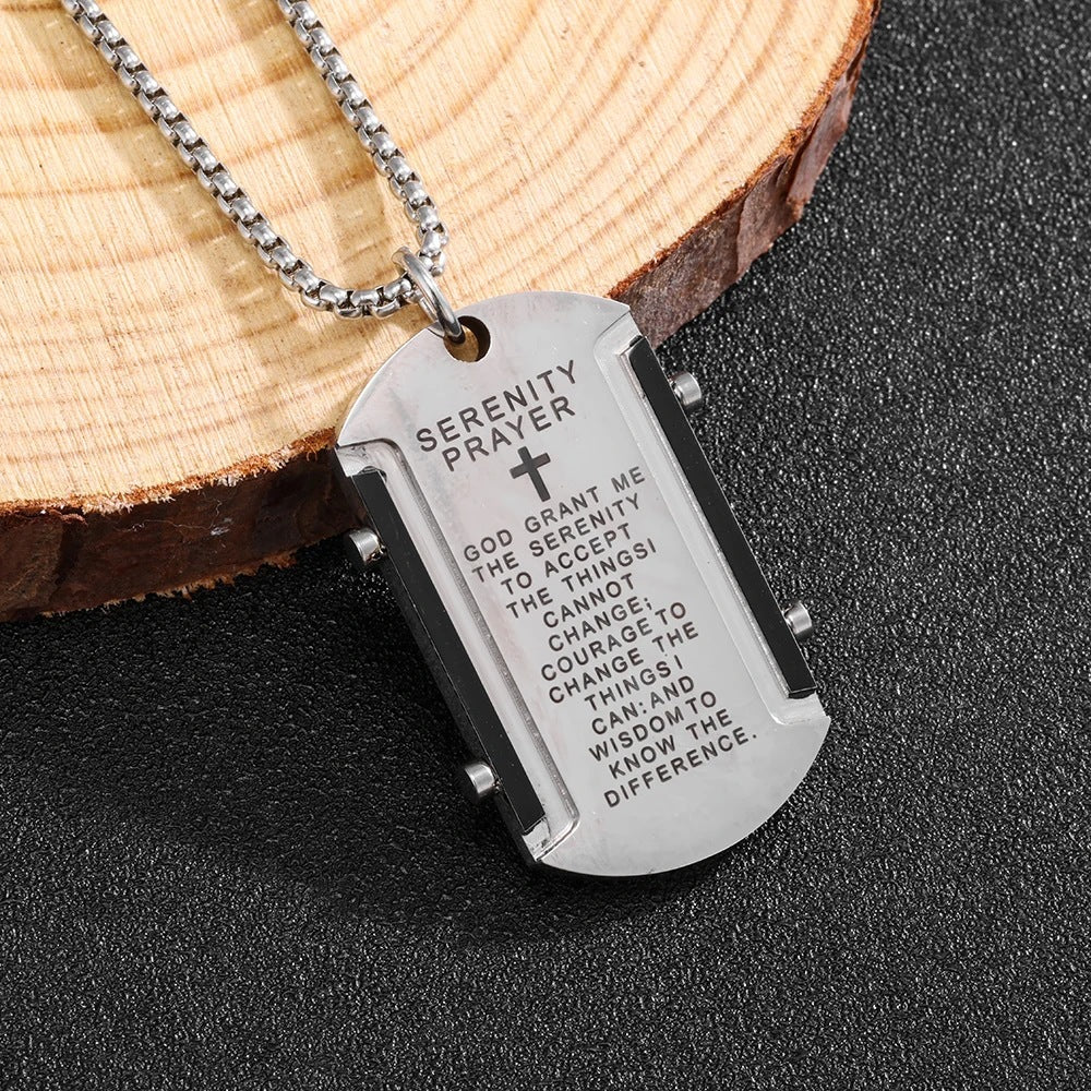 Planderful Personalized Tag Necklace Stainless Steel For Men Gift For Him Punk Square Pendant