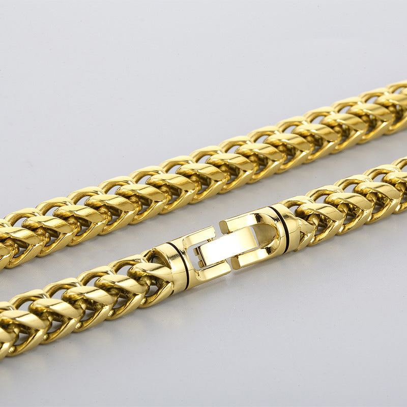 Hip-Hop Cool Round Grinding Three-Dimensional Necklace, Vacuum Electroplated Keel Chain Titanium Steel Men's