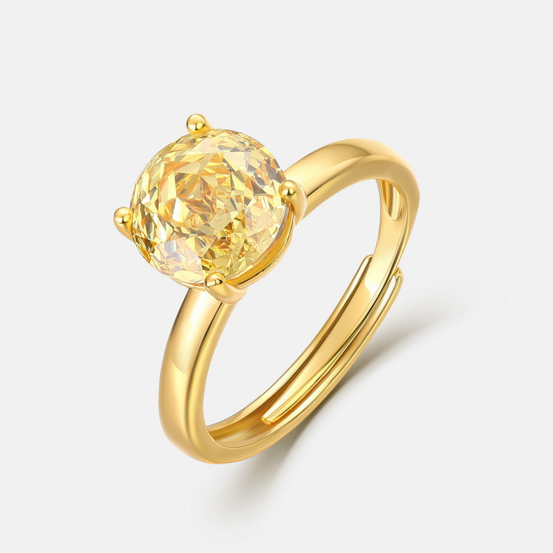 S925 Sterling Silver Zircon Rose Four-Prong Ring
